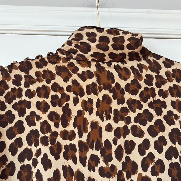 Gloria Sachs Animal Print Mock Neck Blouse Vintage Union Made in USA Top Size 10 - Picture 9 of 12